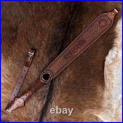 TOURBON Leather Gun Sling Hunting Rifle Shotgun Carry Strap Finger Rest Gift US