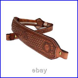 TOURBON Leather Gun Sling Hunting Rifle Shotgun Carry Strap Finger Rest Gift US