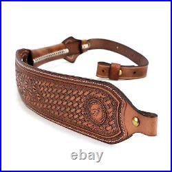 TOURBON Leather Gun Sling Hunting Rifle Shotgun Carry Strap Finger Rest Gift US