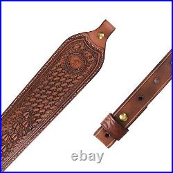 TOURBON Leather Gun Sling Hunting Rifle Shotgun Carry Strap Finger Rest Gift US