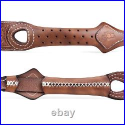 TOURBON Leather Gun Sling Hunting Rifle Shotgun Carry Strap Finger Rest Gift US