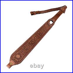 TOURBON Leather Gun Sling Hunting Rifle Shotgun Carry Strap Finger Rest Gift US