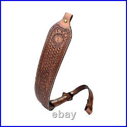 TOURBON Leather Gun Sling Hunting Rifle Shotgun Carry Strap Finger Rest Gift US