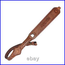 TOURBON Leather Gun Sling Hunting Rifle Shotgun Carry Strap Finger Rest Gift US