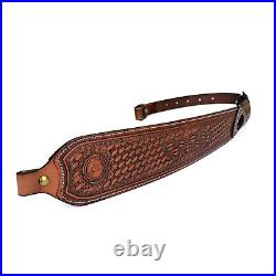 TOURBON Leather Gun Sling Hunting Rifle Shotgun Carry Strap Finger Rest Gift US