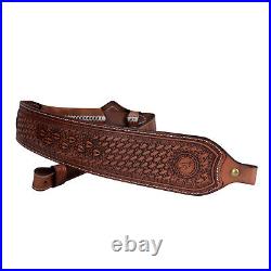 TOURBON Leather Gun Sling Hunting Rifle Shotgun Carry Strap Finger Rest Gift US