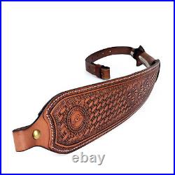 TOURBON Leather Gun Sling Hunting Rifle Shotgun Carry Strap Finger Rest Gift US