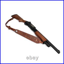 TOURBON Leather Gun Sling Hunting Rifle Shotgun Carry Strap Finger Rest Gift US