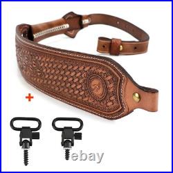 TOURBON Leather Gun Sling Thumb Hole Hunting Rifle Shotgun Strap Black/Brown US