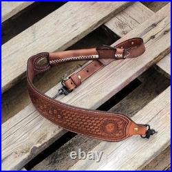 TOURBON Leather Gun Sling Thumb Hole Hunting Rifle Shotgun Strap Black/Brown US