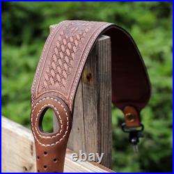TOURBON Leather Gun Sling Thumb Hole Hunting Rifle Shotgun Strap Black/Brown US