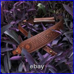 TOURBON Leather Gun Sling Thumb Hole Hunting Rifle Shotgun Strap Black/Brown US