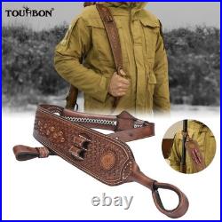 TOURBON Leather Gun Sling for Barrel No Drill Mount. 308/30-06/. 243 Ammo Holder