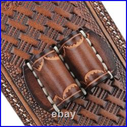 TOURBON Leather Gun Sling for Barrel No Drill Mount. 308/30-06/. 243 Ammo Holder