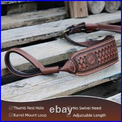 TOURBON Leather NO-Drill Rifle Sling Muzzleload Mount No Swivels Need Gun Strap