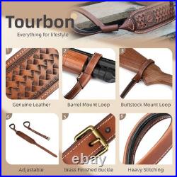 TOURBON Leather NO-Drill Rifle Sling Muzzleload Mount No Swivels Need Gun Strap