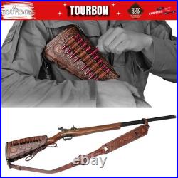 TOURBON Leather No Drill Mount Gun Ammo Sling + Rifle Buttstock Cover Recoil Pad