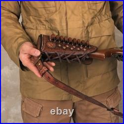 TOURBON Leather No Drill Mount Gun Ammo Sling + Rifle Buttstock Cover Recoil Pad