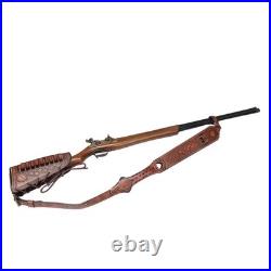 TOURBON Leather No Drill Mount Gun Ammo Sling + Rifle Buttstock Cover Recoil Pad