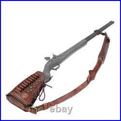 TOURBON Leather No Drill Mount Gun Ammo Sling + Rifle Buttstock Cover Recoil Pad