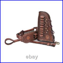 TOURBON Leather No Drill Mount Gun Ammo Sling + Rifle Buttstock Cover Recoil Pad