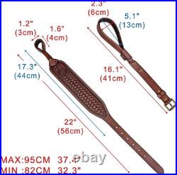 TOURBON Leather No Drill Rifle Sling Adjustable Gun Strap Non-Swivel Shotgun Sli