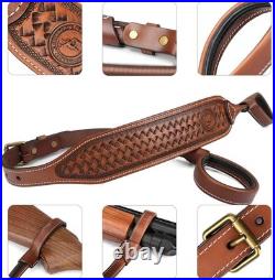 TOURBON Leather No Drill Rifle Sling Adjustable Gun Strap Non-Swivel Shotgun Sli