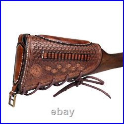 TOURBON Leather Padded Gun Sling Strap+Rifle Slip on Recoil Pad. 22lr Ammo Slot