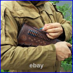 TOURBON Leather Padded Gun Sling Strap+Rifle Slip on Recoil Pad. 22lr Ammo Slot