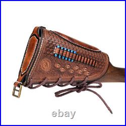 TOURBON Leather Padded Gun Sling Strap+Rifle Slip on Recoil Pad. 22lr Ammo Slot