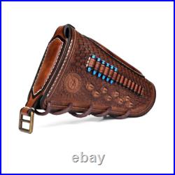 TOURBON Leather Padded Gun Sling Strap+Rifle Slip on Recoil Pad. 22lr Ammo Slot