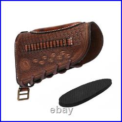 TOURBON Leather Padded Gun Sling Strap+Rifle Slip on Recoil Pad. 22lr Ammo Slot