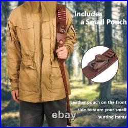 TOURBON Leather Rifle Gun Sling for Hunting, Length Adjustable Ammo Cartridge Ho