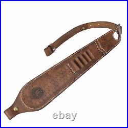 TOURBON Leather Rifle Sling 410GA/308 Ammo Strap Shoot Finger Rest withSwivels USA
