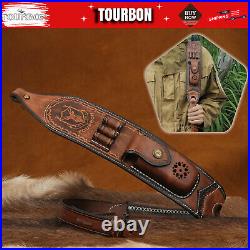 TOURBON Leather Rifle Sling Accessory Pouch Ammo Holder Thumb Hole nice-looking