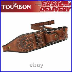 TOURBON Leather Rifle Sling Accessory Pouch Ammo Holder Thumb Hole nice-looking
