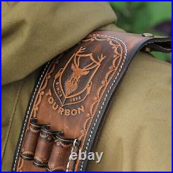 TOURBON Leather Rifle Sling Accessory Pouch Ammo Holder Thumb Hole nice-looking