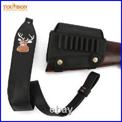 TOURBON Leather Rifle Sling Carry Strap or 308win 30-06 Ammo Holder Cheek Raiser