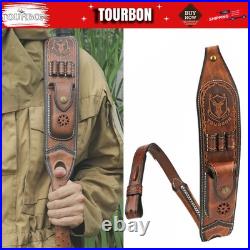 TOURBON Leather Rifle Sling Gun Ammo Carry Strap withKnife Pocket Multitool Sheath