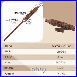 TOURBON Leather Rifle Sling Gun Ammo Carry Strap withKnife Pocket Multitool Sheath