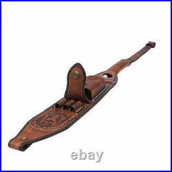 TOURBON Leather Rifle Sling Gun Ammo Carry Strap withKnife Pocket Multitool Sheath