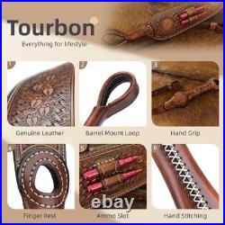 TOURBON Leather Rifle Sling Gun Muzzleloading Ammo Strap Barrel Mounted Connect