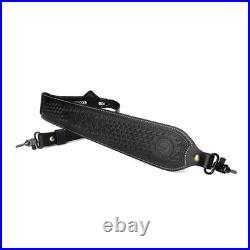 TOURBON Leather Rifle Sling Gun Strap Shooting Thumb Rest Adjustable Black/Brown