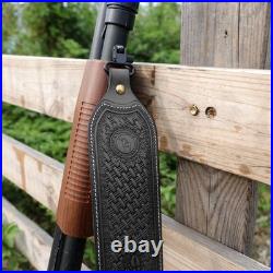 TOURBON Leather Rifle Sling Gun Strap Shooting Thumb Rest Adjustable Black/Brown