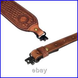 TOURBON Leather Rifle Sling Hunting Gun Strap Adjustable Brown