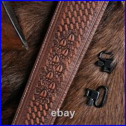 TOURBON Leather Rifle Sling Hunting Gun Strap Adjustable Brown