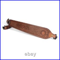 TOURBON Leather Rifle Sling Hunting Gun Strap Adjustable Brown