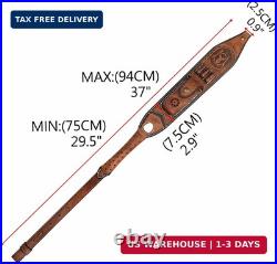 TOURBON Leather Rifle Sling with Accessory Pouch, Quick Release Metal Swivels, 3