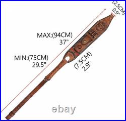 TOURBON Leather Rifle Sling with Accessory Pouch, Quick Release Metal Swivels, 3