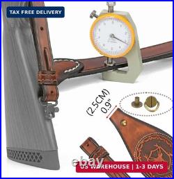 TOURBON Leather Rifle Sling with Accessory Pouch, Quick Release Metal Swivels, 3